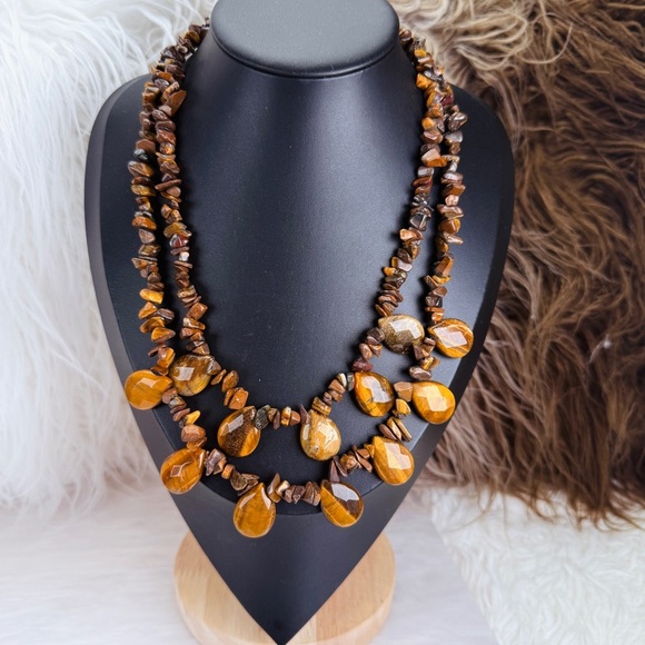 Madewell Semiprecious Stone Beaded Double Necklace | Nordstrom Vintage Weighted Brown Stone Double Strand Necklace